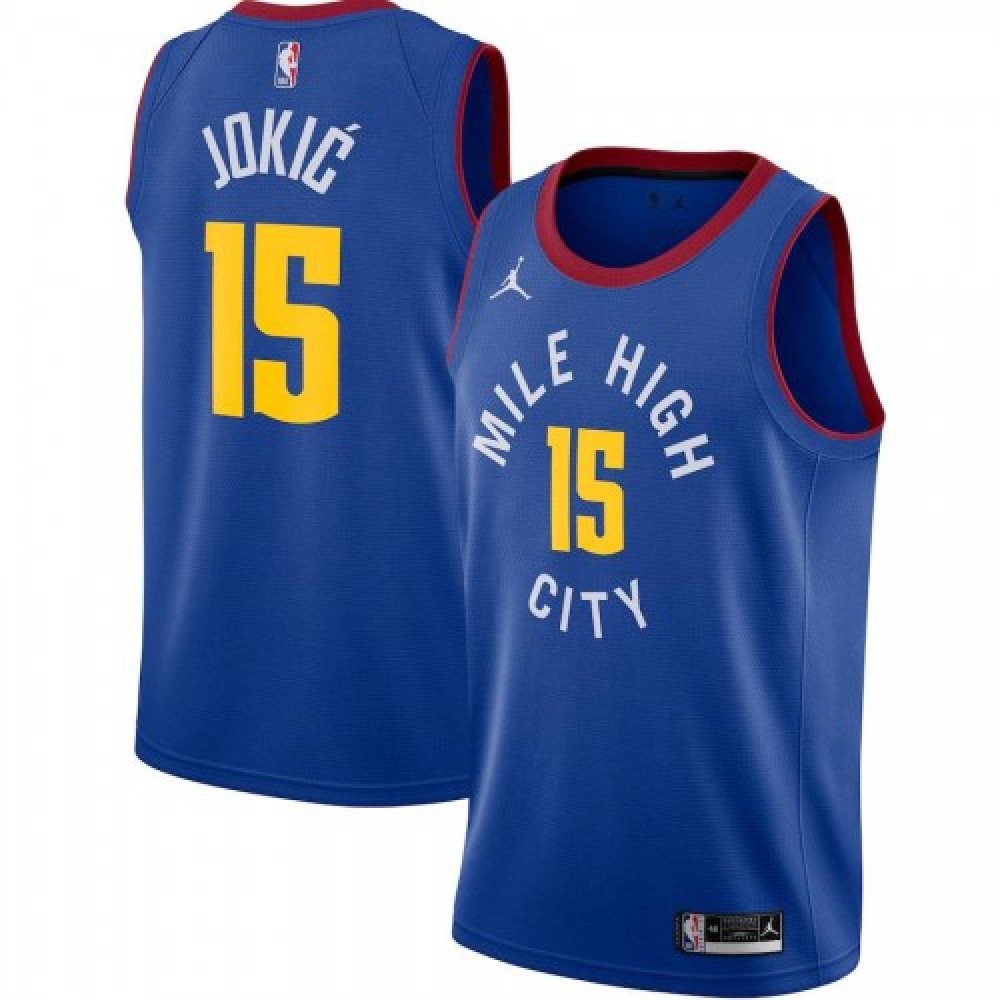 Men's Denver Nuggets Nikola Jokic #15 Jordan Blue 2020/21 Swingman Jersey - Statement Edition-Pro Kit Vault | Brand New 26/27 Sports Jerseys